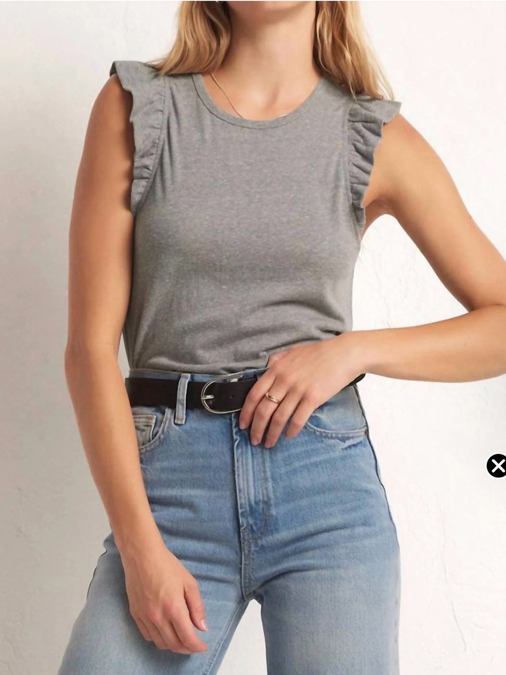 Z Supply Gray Ruffle Sleeve Tank